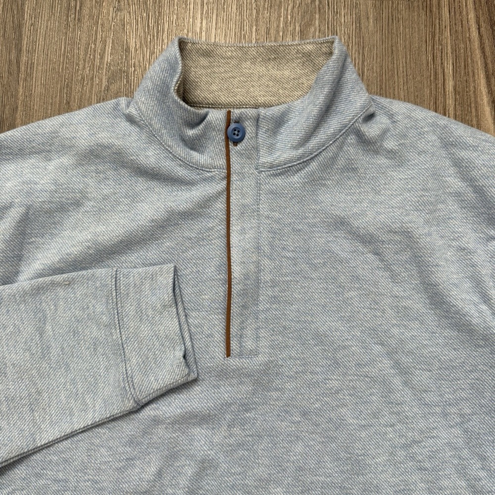 Johnnie-O Men's Medium Light Blue Emerson 1/4 Zip Soft Golf Pullover Sweater